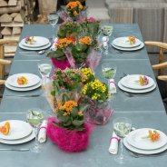 Tafel decoratie met Kalanchoe - binnen