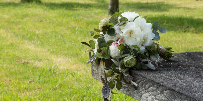 Bohemian bruidsboeket met Pioenen