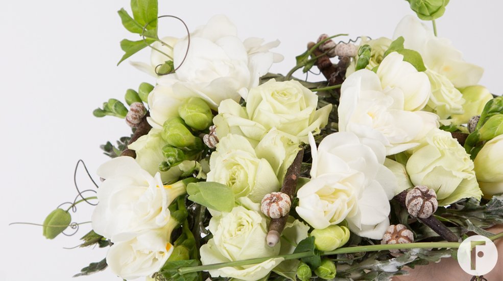 Kristel van Dijk Freesia Simple Elegant Wedding Bouquet close up