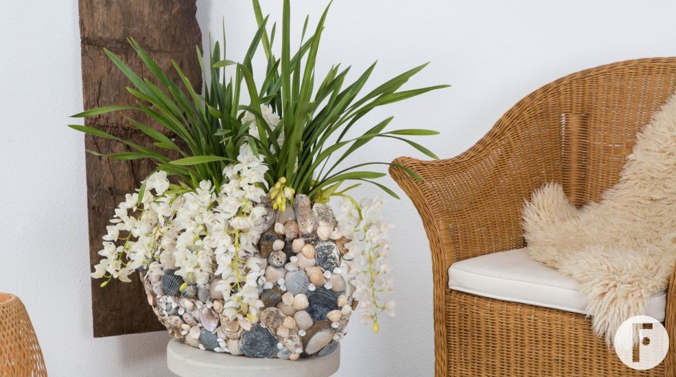 Strandinterieur met de Ice Cascade Cymbidium