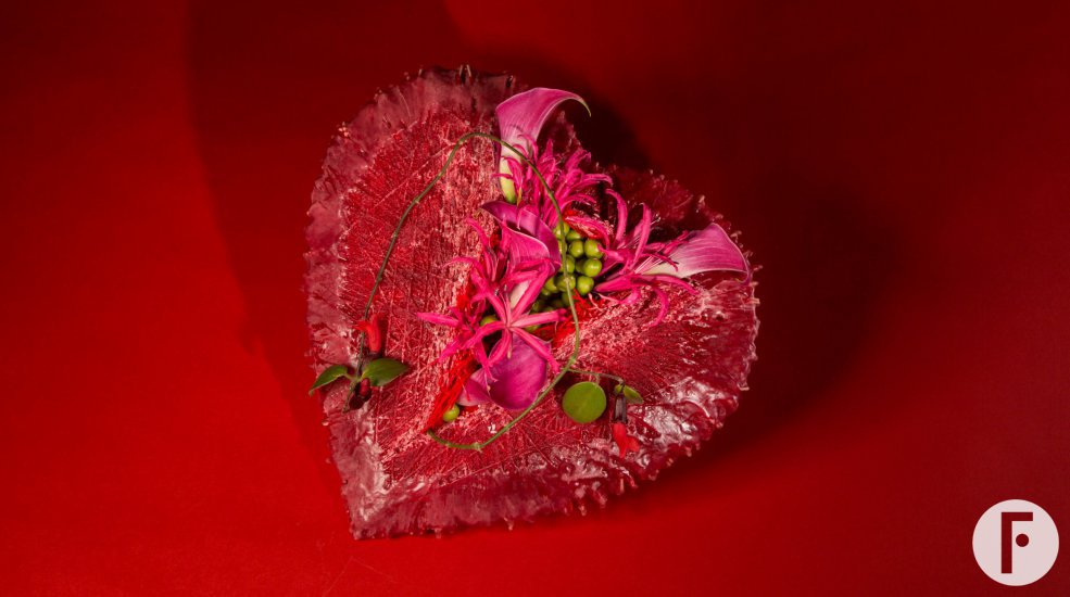 Valentijnshart met Nerine en Calla