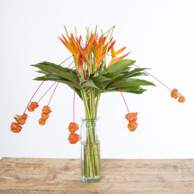 Boeket met tropische Heliconia's