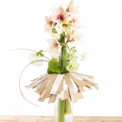 Amaryllis boeket met papieren kraag