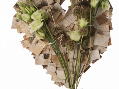 Boeket voor Valentijnsdag met een hartvormig frame - close up