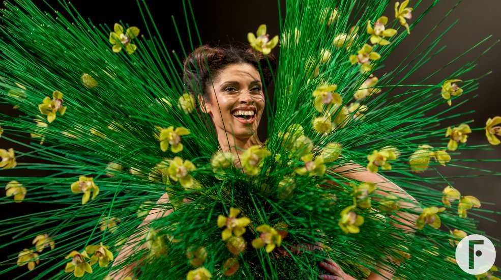 IFFF2016 green wicker floral dress by Pim van den Akker