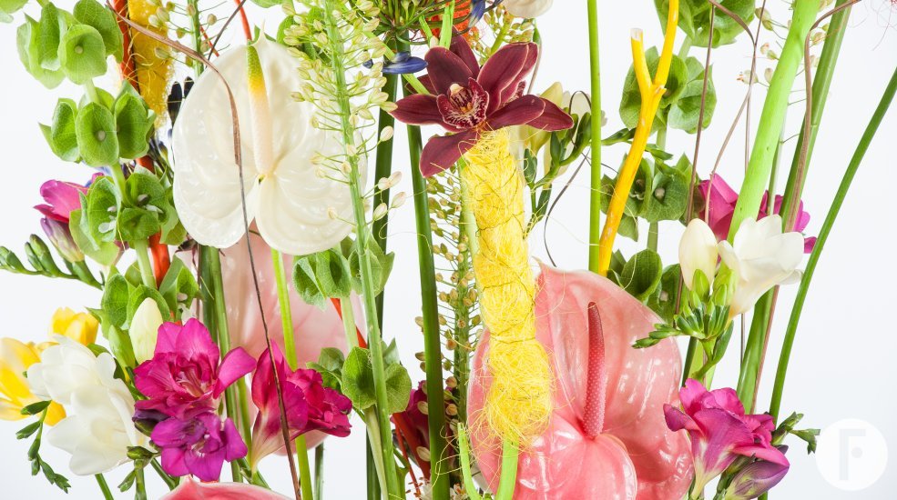 kleurrijke zomercreatie met Fiore Anthuriums close