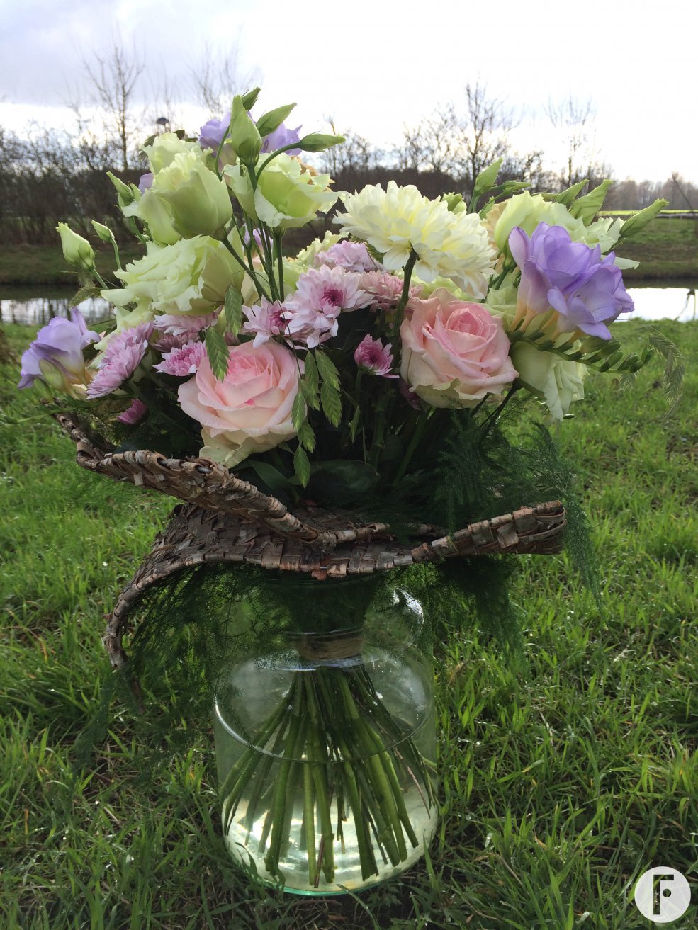 roze paars wit boeket totaal